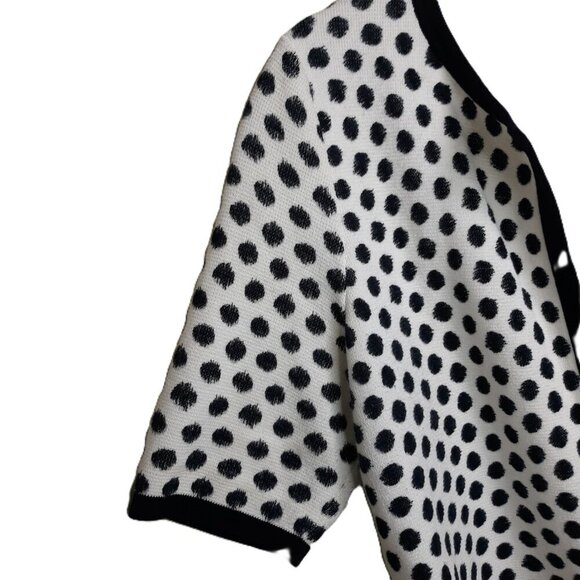 Chico's Cotton Sandra Polka Dot Open Front Cardigan Sweater M(8) Office Preppy - Picture 2 of 4